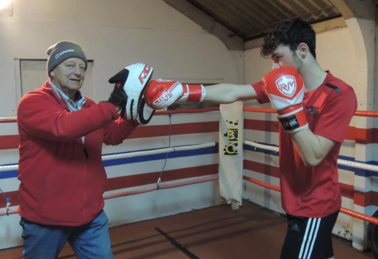 Joseph on the pads with Rowland George